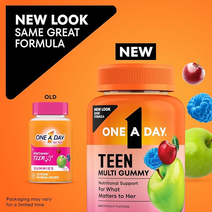 One A Day Teen for Her Multivitamin Gummies, Gummy Multivitamins with Vitamin A, C, D, E and Zinc for Immune Health Support, Physical Energy & more, 150 Count