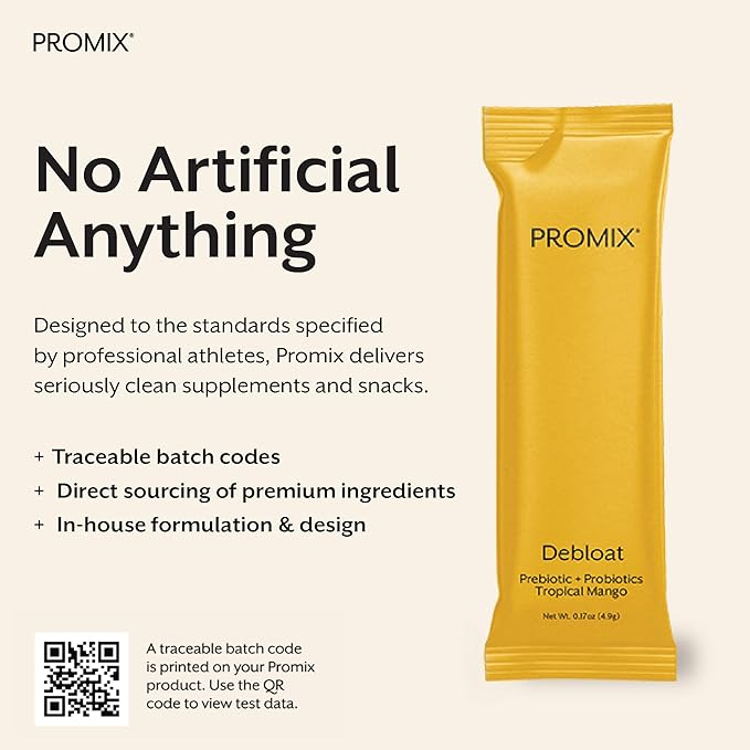 Promix Debloat Prebiotics and Probiotics Immune Support Supplement for Digestion, Cortisol Health, Gut Cleanse - Mango - 30 Count-SeraviaPure