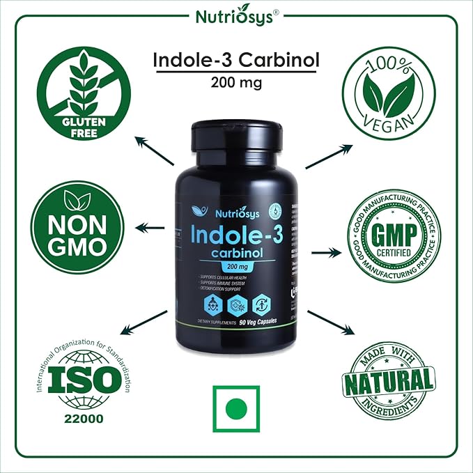 Indol-3 Carbinol 200mg 90 Veggie Capsules, Dietary Supplement for Healthy System, Vitamin Capsules for Men, Women and Adults, Multivitamins Capsules, Vitamin Supplements.-SeraviaPure