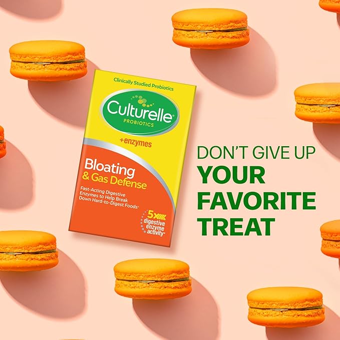 Culturelle Bloating & Gas Defense, Digestive Enzymes & Probiotics for Digestive Health, 30 Capsules, Supports Occasional Indigestion & Discomfort-SeraviaPure