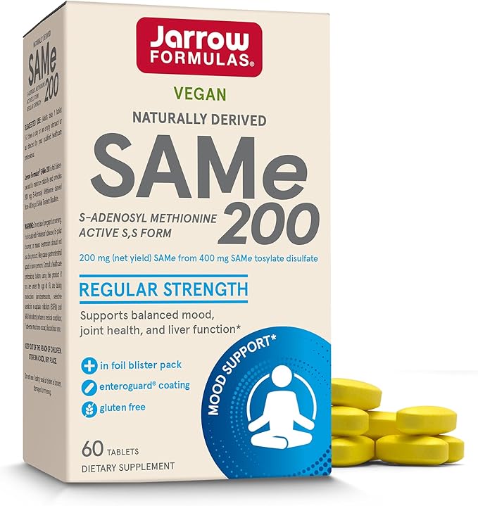 Jarrow Formulas® SAMe 200 mg, Supports Joint Health, Liver Function, Brain Metabolism, 60 Tablets, Up To A 60 Day Supply-SeraviaPure