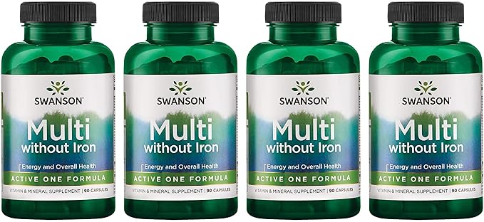 Swanson Active One Multivitamin Without Iron 90 Capsules (4 Pack)-SeraviaPure