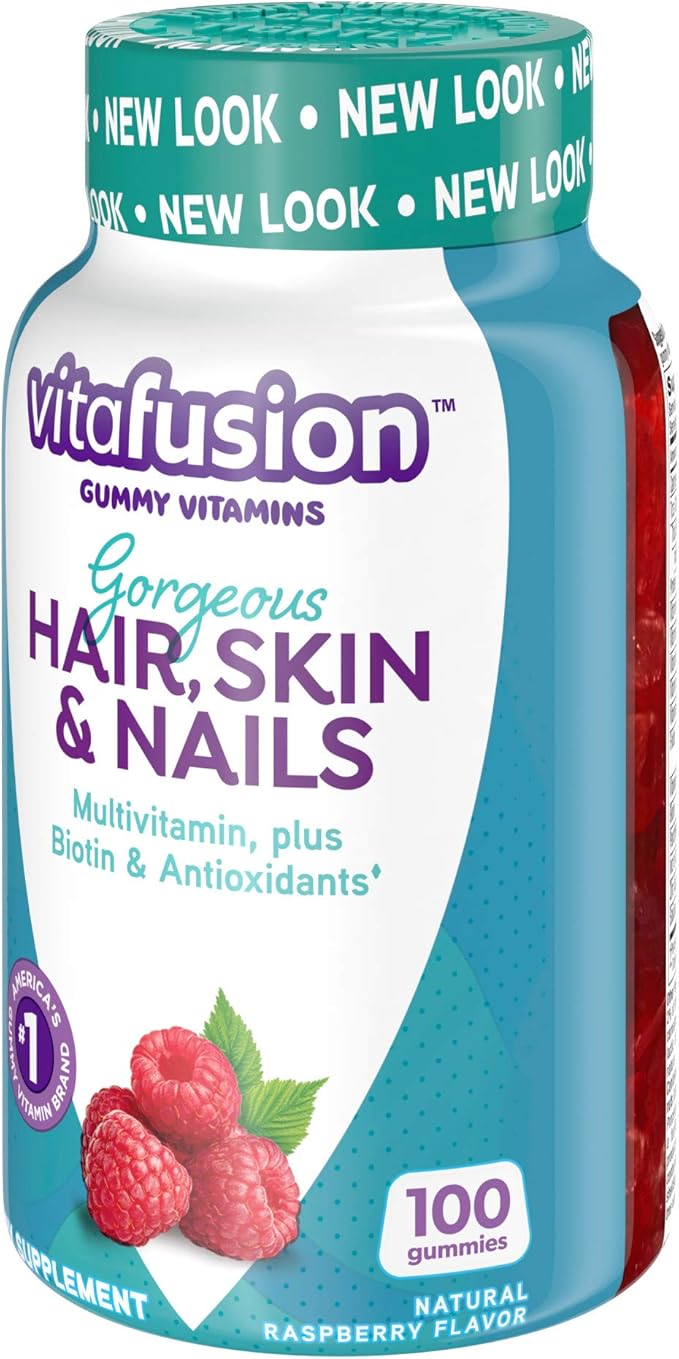 Vitafusion Gorgeous Hair, Skin Nails Multivitamin Gummy Vitamins, plus Biotin and Antioxidant vitamins CE, Raspberry Flavor, 100ct (33 day supply), from America’s Number One Gummy Vitamin Brand-SeraviaPure