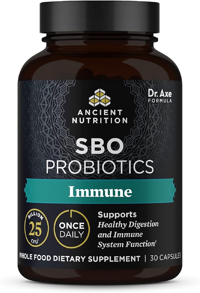 Probiotics for Immune Support by Ancient Nutrition, SBO Once Daily Probiotics with Vitamin C and Vitamin D, 30Ct for Healthy Digestion and Immune System Function Support, 25 Billion CFUs*-SeraviaPure