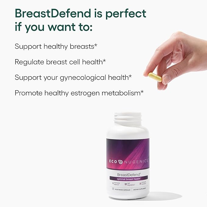 EcoNugenics BreastDefend DIM Supplement for Women’s Breast Health, Estrogen Hormone Balance, Immune Support – Turmeric Curcumin, Reishi & Turkey Tail Mushrooms, Quercetin, Astragalus – 30 Capsules