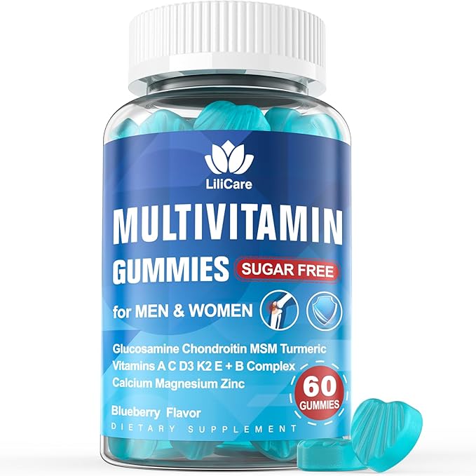 Sugar Free Multivitamin for Men & Women 50 Plus with Glucosamine Chondroitin MSM, Multivitamin Gummies Senior Multi Vitamin D3 K2 & A C E, B Complex, Algae Calcium Magnesium for Bone & Immune Support-SeraviaPure