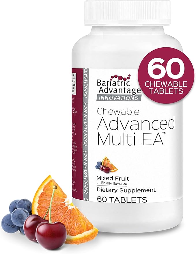Bariatric Advantage Chewable Advanced Multi EA - High Potency Daily Multivitamin for Bariatric Surgery Patients - Mixed Fruit Flavor - 60 Count-SeraviaPure