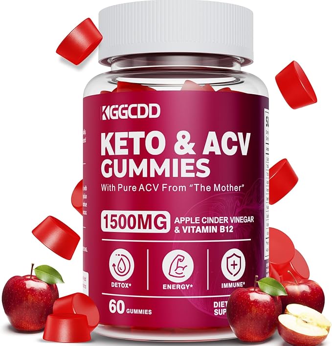 Keto ACV Gummies Advanced Weight - L0ss-,- Keto Gummy Supplement for Women and Men, with 1500MG Apple Cider Vinegar & Vitamin B12, Vegan & Non-GMO, Detox & Cleanse, Low-Carb, 60 Count-SeraviaPure