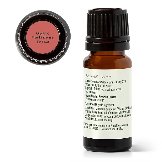 Plant Therapy Organic Frankincense Serrata Essential Oil 100% Pure, USDA Certified Organic, Undiluted, Natural Aromatherapy, Therapeutic Grade 10 mL (1/3 oz)