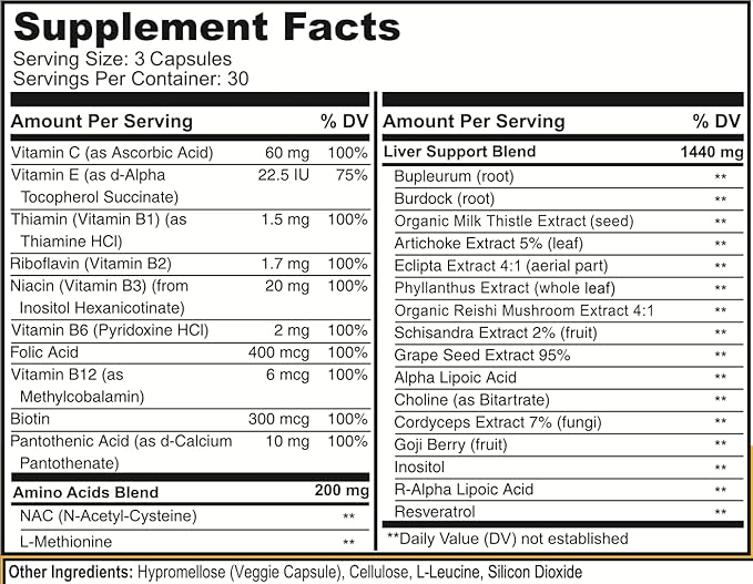 drinkwel Revil for Liver Health & Support - 90 Vegetarian Capsules - with Milk Thistle, NAC, Artichoke, Burdock, Vitamin C - Gluten-Free