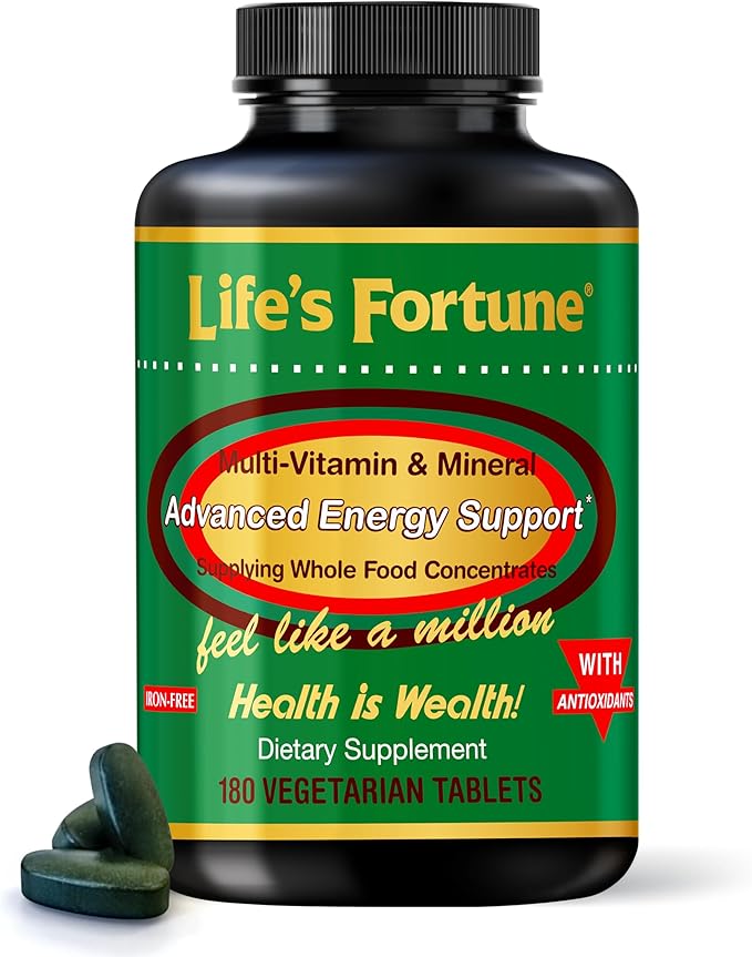 Life's Fortune Whole Food Multivitamin & Mineral, Advanced Energy Support Supplement, Daily Wellness for Men & Women, Amino Acids, 180 Vegetarian Tablets-SeraviaPure