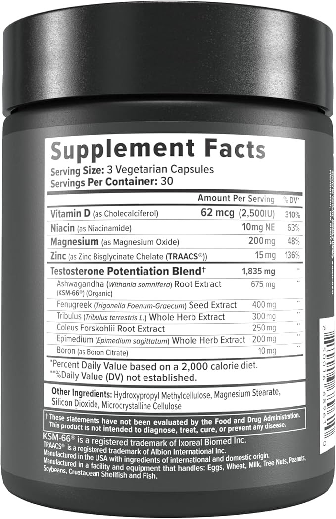 InnoSupps : T-Drive | Testosterone Booster | Amplify Muscle Growth | KSM-66 Ashwagandha, Boron, Fenugreek | 90 Capsules-SeraviaPure