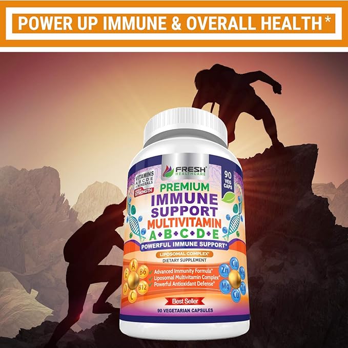 Immune Support Multivitamin for Men and Women with Vitamins A, B, C, D, E, B6, B12 - Zinc, Magnesium and Copper with Liposomal Complex for Enhanced Absorption - Daily Antioxidant Boost - 90 Vegan Caps-SeraviaPure