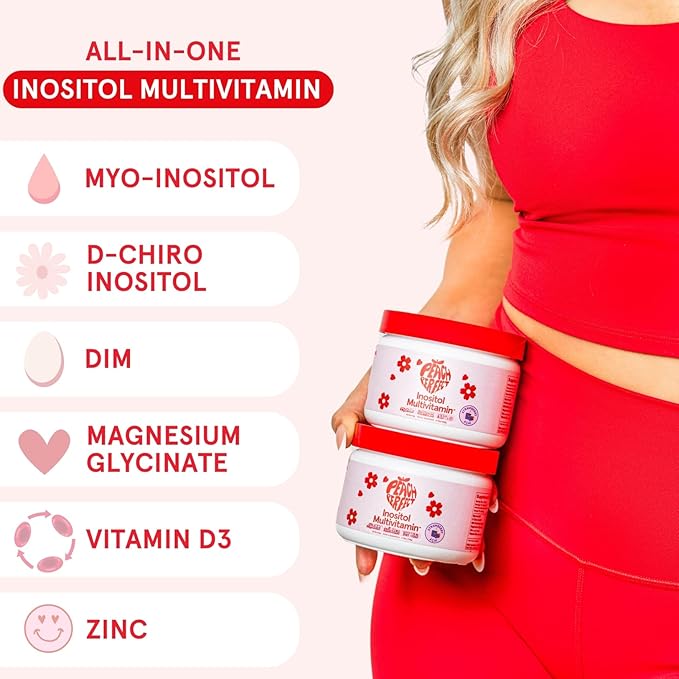 Inositol Powder Multivitamin, Strawberry Acai Flavor – 4g Myo & D-Chiro Inositol, DIM, Zinc, Magnesium Glycinate, Vitamin D3 – Supports Women’s Health, Cycle, Energy, 30 SVG-SeraviaPure