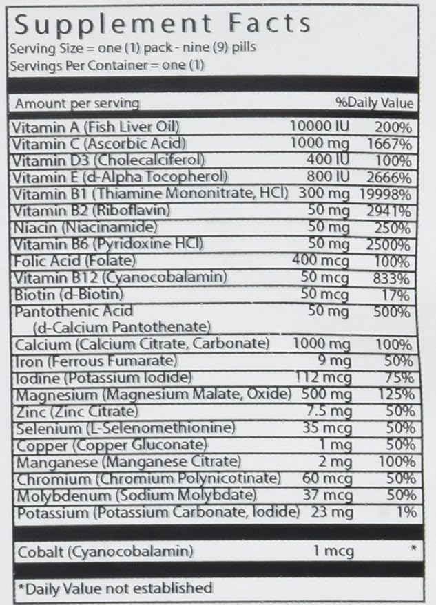 Vital Bulk Daily Health Kit Packet Multivitamin & Mineral Supplements 30 Count Bag-SeraviaPure