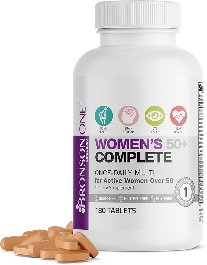 Bronson ONE Daily Women’s 50+ Complete Multivitamin Multimineral, 180 Tablets-SeraviaPure