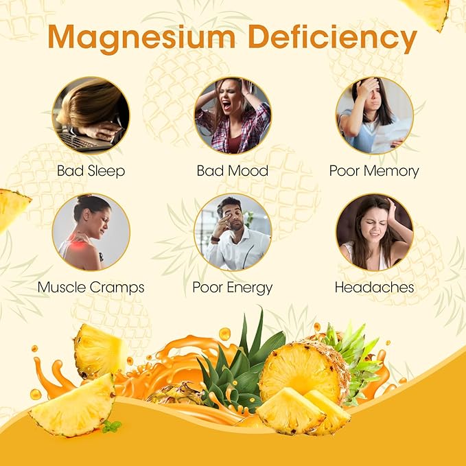 (2 Pack) Magnesium Glycinate Gummies 500mg, High-Absorption Magnesium Supplement with Calcium & Vitamins, Support Bone, Muscle, Night, Memory & Mood, Vegan, Non-GMO, 60 Counts, Pineapple Flavor