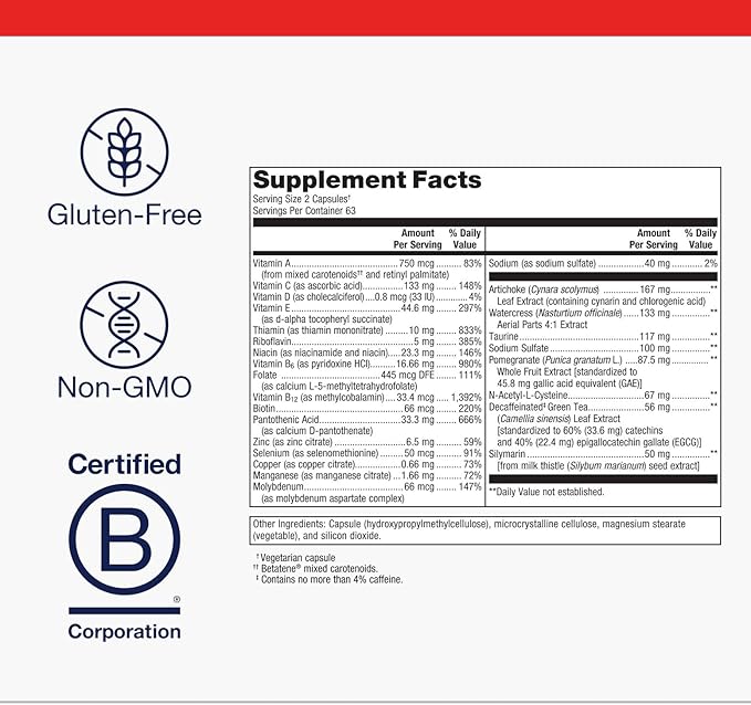 Metagenics AdvaClear - Daily Support for Detoxification* - Detox Supplements* - with Vitamin B12, Pantothenic Acid & Zinc Citrate - 126 Capsules-SeraviaPure