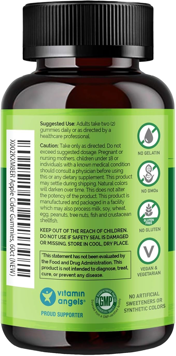 NATURELO Apple Cider Vinegar Gummies, Certified Organic, Vegan - 60 Gummies-SeraviaPure