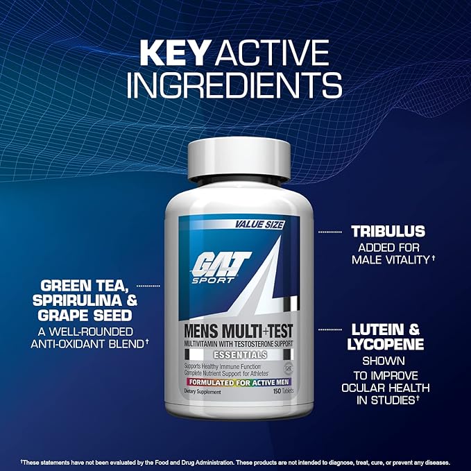 GAT SPORT Men's Multi + Test, Premium Multivitamin Tablets (150 Count)-SeraviaPure