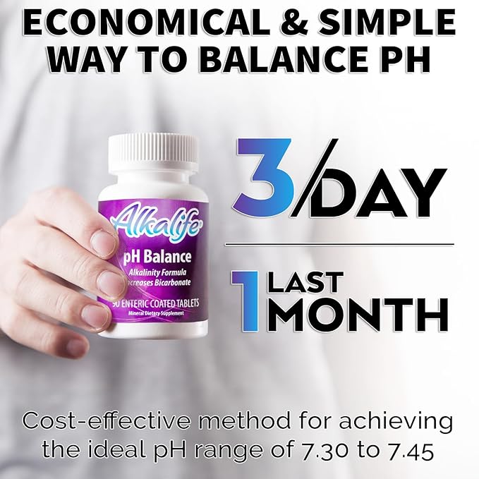 Alkalife pH Balance Pills | The First Patented Alkaline Sodium & Potassium Bicarbonate Supplement | Neutralize Acid, Balance pH, Immune Support, Peak Performance, Detox – 90 Tablets-SeraviaPure