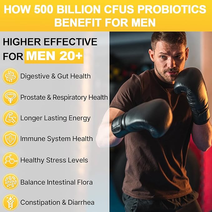 Probiotics for Men, 500 Billion CFU 12 Strains Mens Probiotic with Turmeric Cranberry & Goji, Gut Health for Men, Probiotics for Men Digestive Health, Bloating, Immune & Overall Health, 60-Day Supply-SeraviaPure