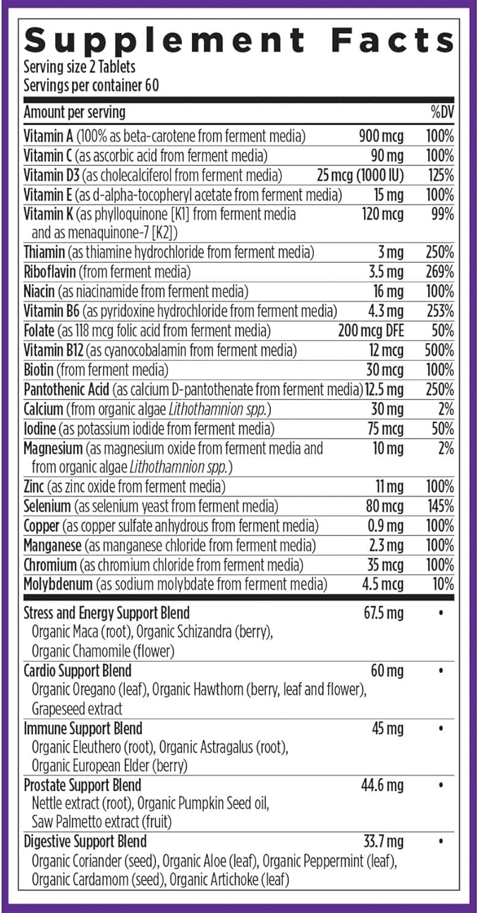 New Chapter Men's Multivitamin Advanced Formula for Stress, Brain, Immune, Heart & Energy Support, Higher Levels of Whole-Food Fermented Essential Nutrients for Men + Selenium + B Vitamins, 120 ct-SeraviaPure