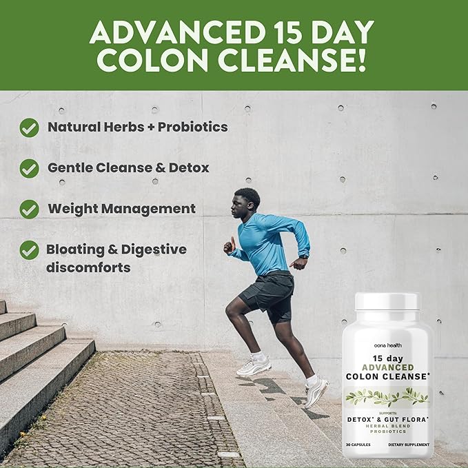 15 Day Advanced Colon Cleanse, Probiotics & Natural Herbs, Supports Detox & Gut Flora for Women & Men, with Cascara Sagrada, Psyllium Husk & Senna Leaf, 30 Capsules 1-2 Daily | 15 Day Cleanse-SeraviaPure