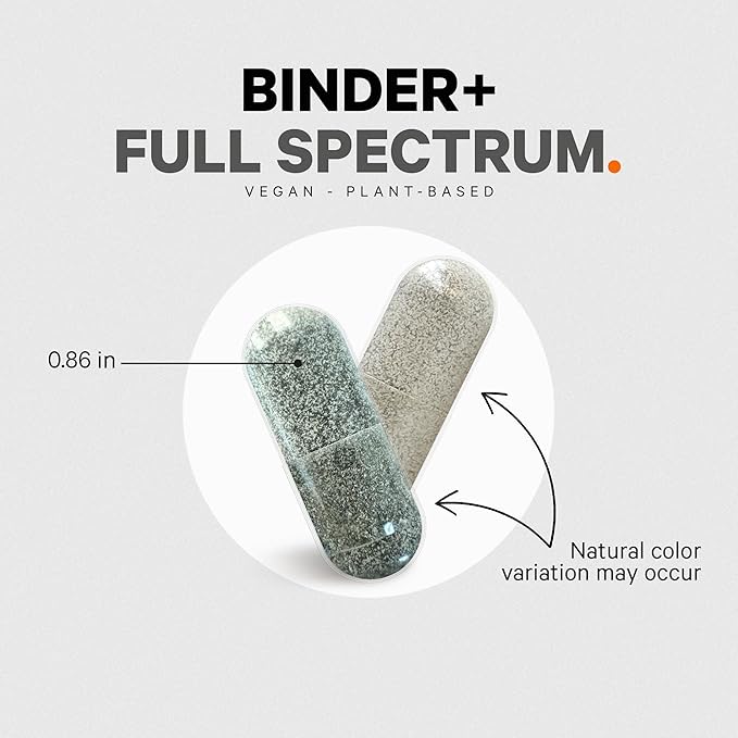 Codeage Binder + Systemic Binder Supplement - Activated Charcoal Pills, Bentonite Clay Mineral Powder, Fulvic & Humic Acids, Molybdenum, Carbon Forms - 90 Capsules