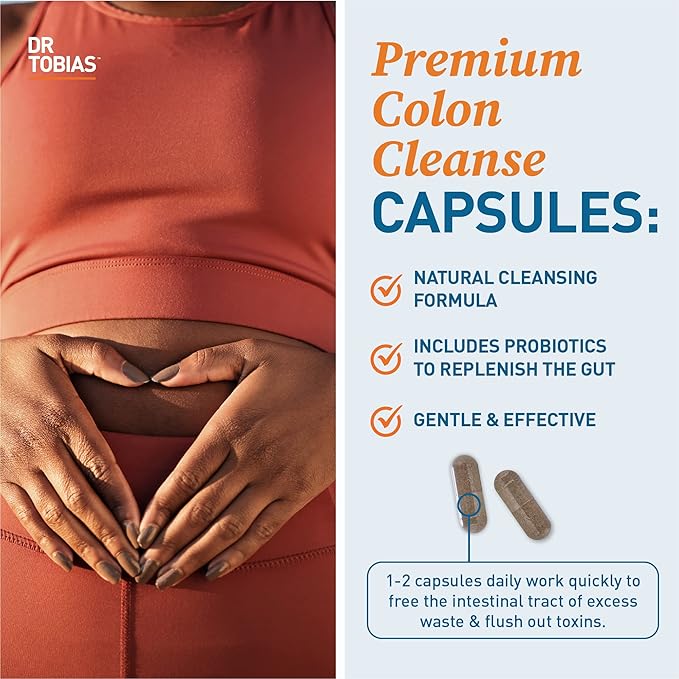 Dr. Tobias Colon 14 Day Cleanse, Advanced Gut Cleanse Detox for Women & Men with Cascara Sagrada, Psyllium Husk, Senna Leaf & Probiotics, Non-GMO Colon Cleanse, 4 Bottles of 28 Capsules (1-2 Daily)-SeraviaPure