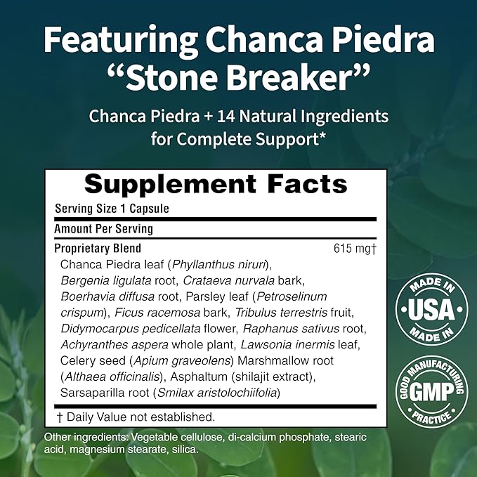 Natural Kidney Cleanse | Eliminate & Protect Against Kidney Stones | Flush Impurities & Clear System | Support Kidney Health & Function | Chanca Piedra, Celery Seed & More | 60 Capsules