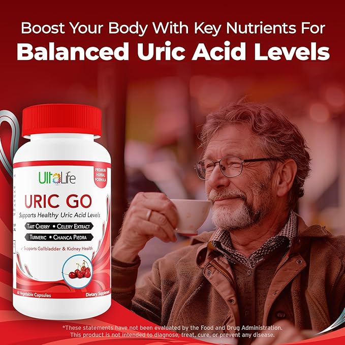 #1 URIC GO Uric Acid Cleanse Support Supplement for G.O.U.T - Natural Kidney Cleanse Detox Formula Chanca Piedra, Celery Seed, Tart Cherry, Cranberry, Pomegranate, Turmeric, Vegan Non-GMO 60 Capsules-SeraviaPure