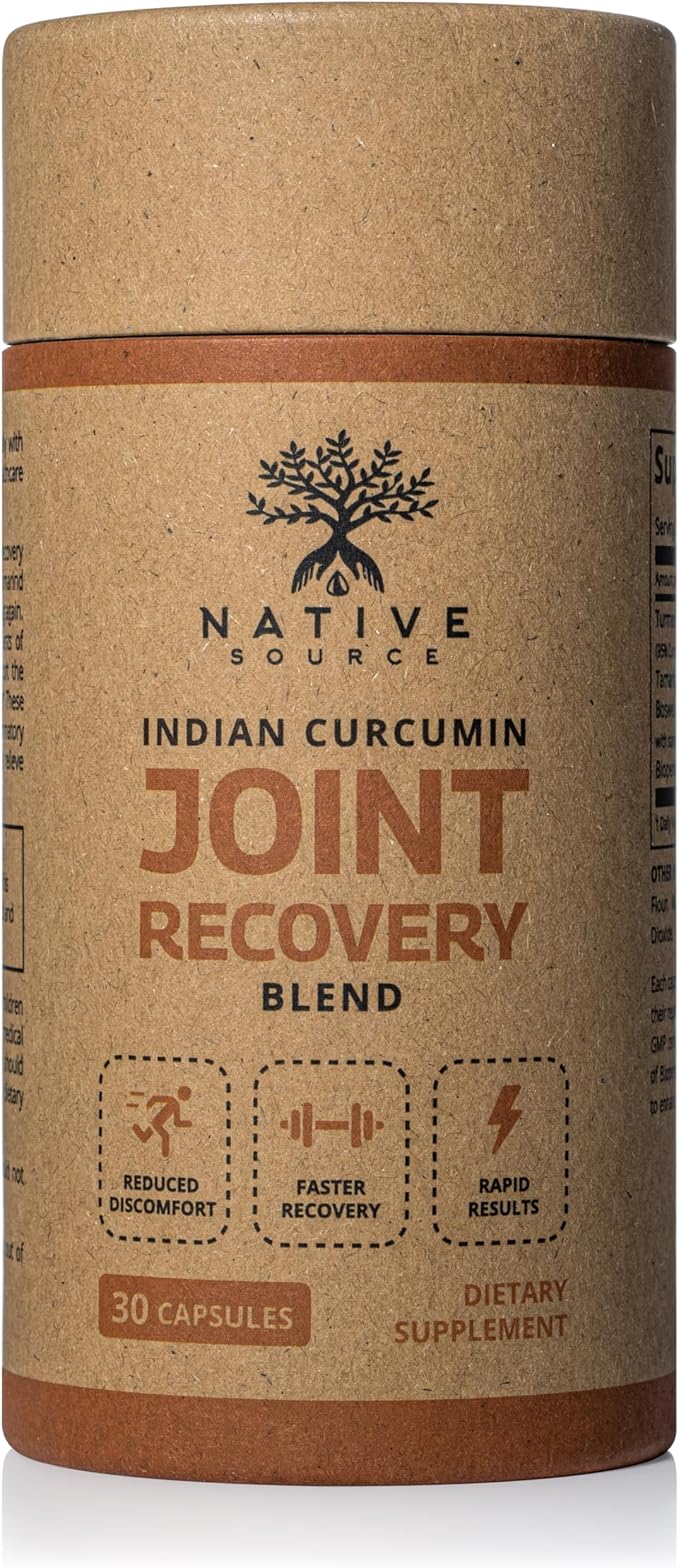 Indian Curcumin: Joint Recovery | Turmeric, Tamarind Seeds, Boswellia and Black Pepper Extracts | Biodegradable BPA-Free Bottle | 30 Capsules | MAHA | Dietary Supplement