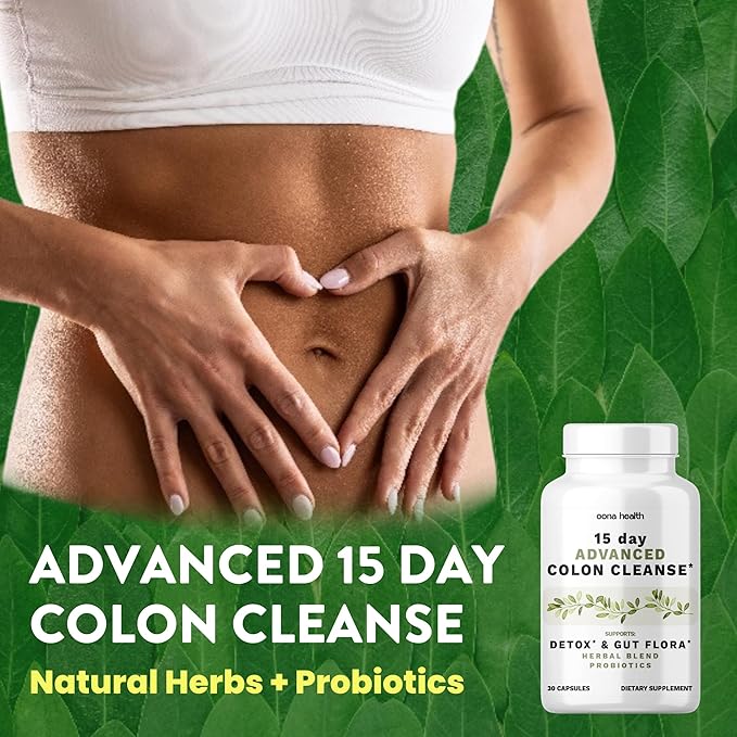 15 Day Advanced Colon Cleanse, Probiotics & Natural Herbs, Supports Detox & Gut Flora for Women & Men, with Cascara Sagrada, Psyllium Husk & Senna Leaf, 30 Capsules 1-2 Daily | 15 Day Cleanse-SeraviaPure
