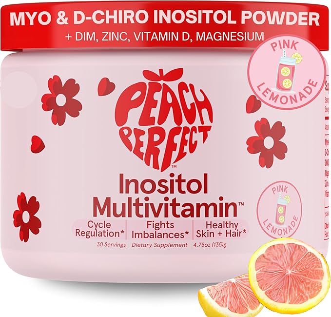 Inositol Powder Multivitamin, Pink Lemonade Flavor – 4g Myo-Inositol & D-Chiro Inositol, DIM, Zinc, Magnesium Glycinate, Vitamin D3 – Supports Women’s Health, Cycle, Energy, 30 SVG-SeraviaPure