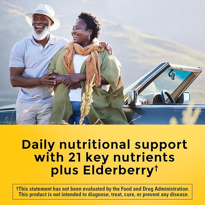 Nature Made Multi + Elderberry Capsules, Multivitamin for Daily Immune Support, One Per Day Multivitamin, 60 Count-SeraviaPure