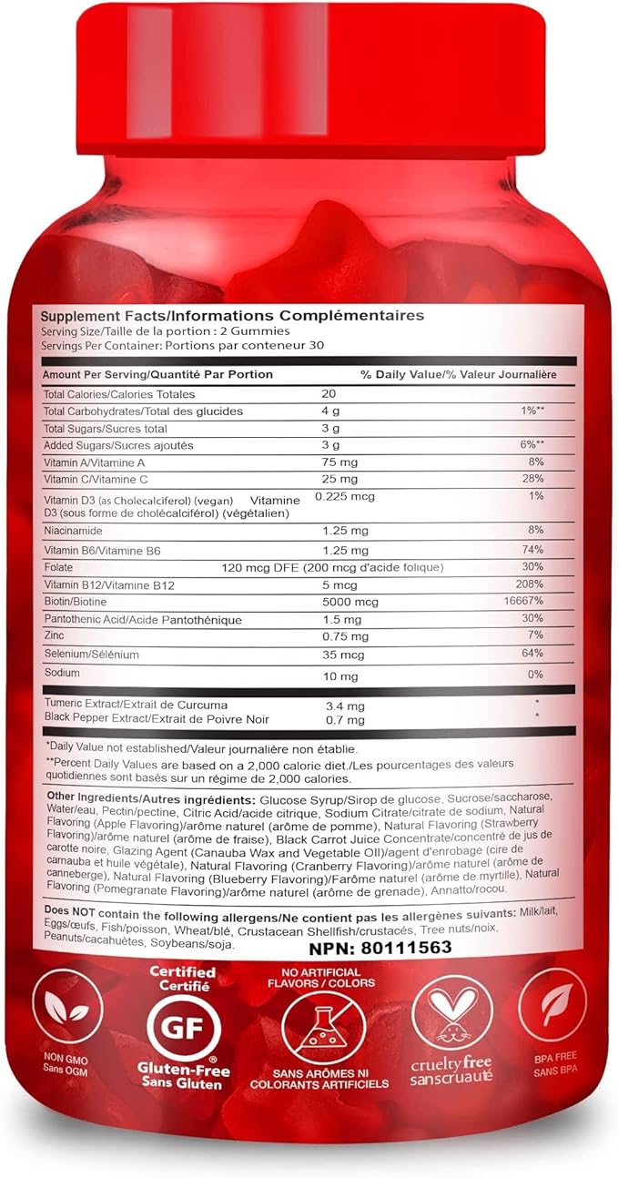 HAIRtamin Vegan Gummy Stars Hair Vitamins | Non-GMO | All Natural Biotin Hair Vitamin Gummies to Maintain Healthy Hair Skin & Nails | Multivitamin Supplement-SeraviaPure