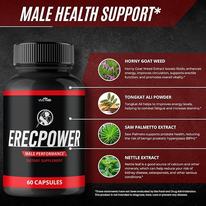 Erecpower for Men Capsules - Erecpower Pills Advanced Formula - Maximum Strength, ErecPower for Men Supplement Erec Power 60 Capsules, Erec Power Vitamin Pills Reviews (2 Pack)-SeraviaPure