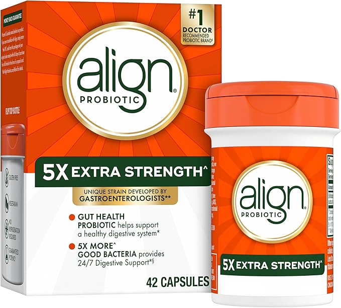 Align Probiotic Extra Strength, Probiotics for Women and Men, #1 Doctor Recommended Brand‡, 5X More Good Bacteria^ to Help Support a Healthy Digestive System*, 42 Capsules (Packaging May Vary)-SeraviaPure