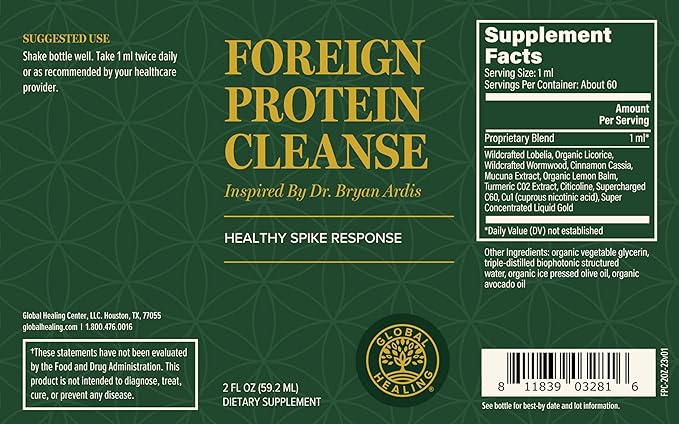 Global Healing Foreign Protein Cleanse (Spike Protein Detox) - Support Formula with Nattokinase and Wormwood - Helps Detox for Immune Support - 2 Fl Oz-SeraviaPure