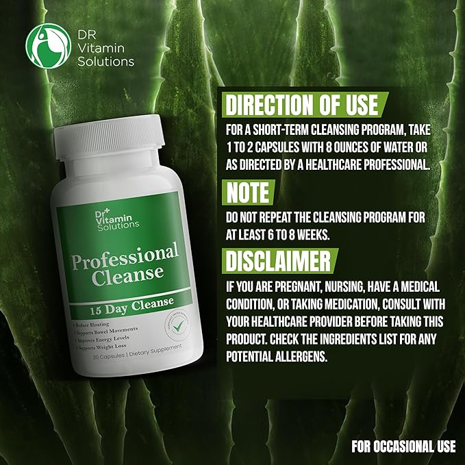 Dr Vitamin 15 Day Cleanse Gut Support - Detox Cleanse for Weight Management - All Natural Colon Cleanser for Bloating and Constipation Relief - Extra Calorie Loss with Healthy Probiotics - 60 Capsules-SeraviaPure