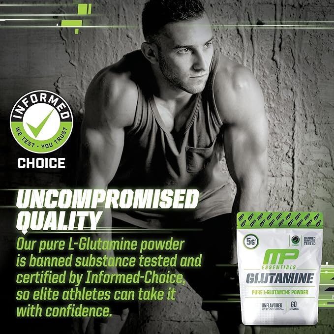 MusclePharm Essentials Glutamine, Pure L-Glutamine Powder Supplement for Post Workout Muscle Recovery, Energy & Gut Health, 5g L Glutamine Powder per Serving, Gluten-Free, Unflavored, 60 Servings-SeraviaPure