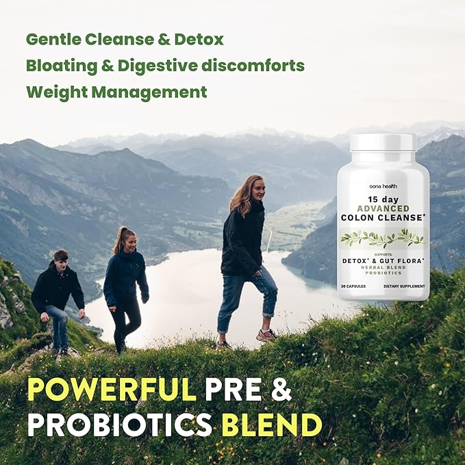 15 Day Advanced Colon Cleanse, Probiotics & Natural Herbs, Supports Detox & Gut Flora for Women & Men, with Cascara Sagrada, Psyllium Husk & Senna Leaf, 30 Capsules 1-2 Daily | 15 Day Cleanse-SeraviaPure