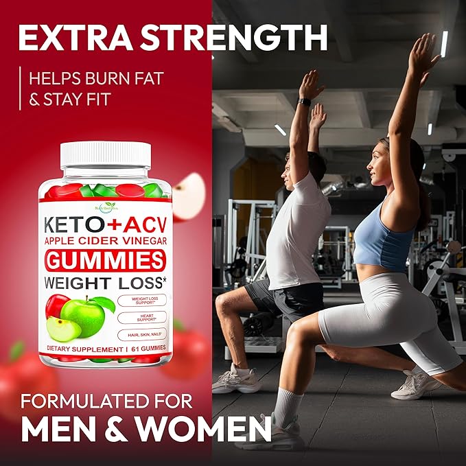 Keto ACV Gummies Advanced Weight Loss - ACV Keto Gummies Supplement for Women and Men - Metabolism, Detox, Cleanse - Apple Cider Vinegar Kelly Clarkson - Ginger + Apple Flavor - 61 CT-SeraviaPure