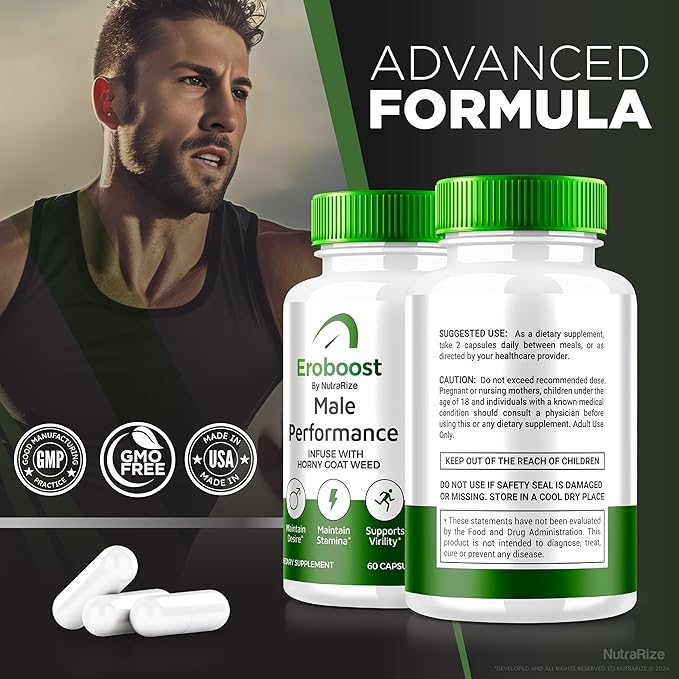 (2 Pack) Eroboost Supplement for Men, Eroboost Male Supplement, Daily Nutrition to Support Peak Performance and Overall Wellness, Official Ero Boost Formula Reviews (120 Capsules)-SeraviaPure