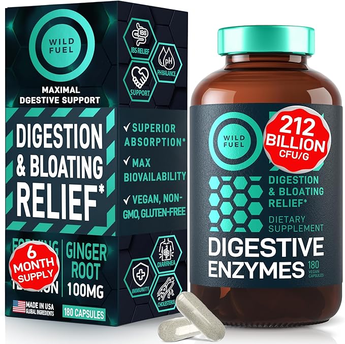 Digestive Enzymes with Probiotics and Prebiotics - Gut Health & Digestion Supplement with Artichoke Ginger Turmeric – Vegan Enzyme Complex for Digestive Health and Bloating Support - 180 Caps-SeraviaPure