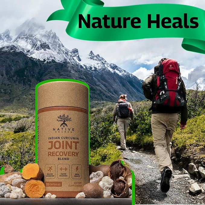 Indian Curcumin: Joint Recovery | Turmeric, Tamarind Seeds, Boswellia and Black Pepper Extracts | Biodegradable BPA-Free Bottle | 30 Capsules | MAHA | Dietary Supplement