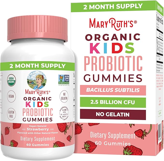 Kids Probiotics for Digestive Health | USDA Organic Probiotic Gummies | 2 Month Supply | Probiotics for Kids | Immune Support | Gut Health Supplement | Vegan | Non-GMO | Gluten Free | 60 Count