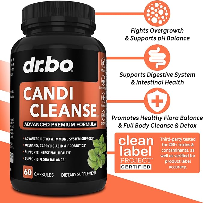 Candi Cleanse Support Supplement Pills - Anti Overgrowth Supplements for Women & Men - Extra Strength Balance Control Probiotic Complex Cleanser - Natural Oral Herbal Oregano & Caprylic Acid Capsules-SeraviaPure