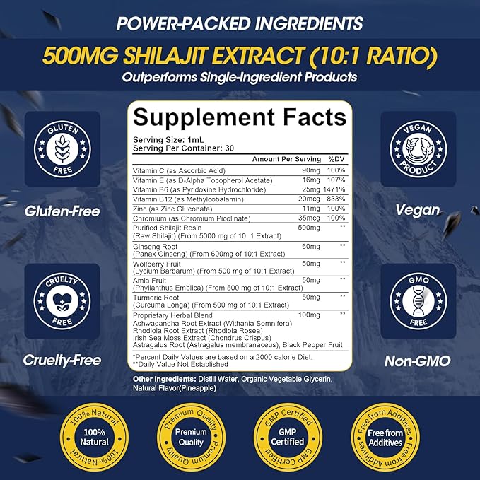 (2 Pack) 16-in-1 Himalayan Shilajit Drops for Men and Women, Ashwagandha, Ginseng, Turmeric, Rhodiola, Amla, Sea Moss, Liquid Vitamin Supplement with 85+ Trace Minerals and Fulvic Acid, 2 FL Oz-SeraviaPure